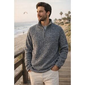 Faherty Brand Marled Knit Quarter Zip Pullover – XXL